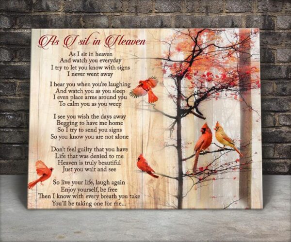 As I Sit In Heaven Canvas Wall Art - Personalized Cardinal Canvas