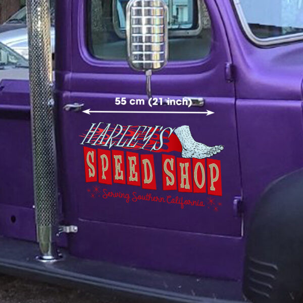 Personalized Lead Foot Old School Fire Pinstripe Hot Rod Door Car Decals - Image 2