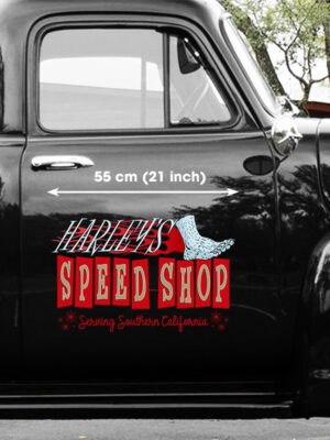 Personalized Lead Foot Old School Fire Pinstripe Hot Rod Door Car Decals